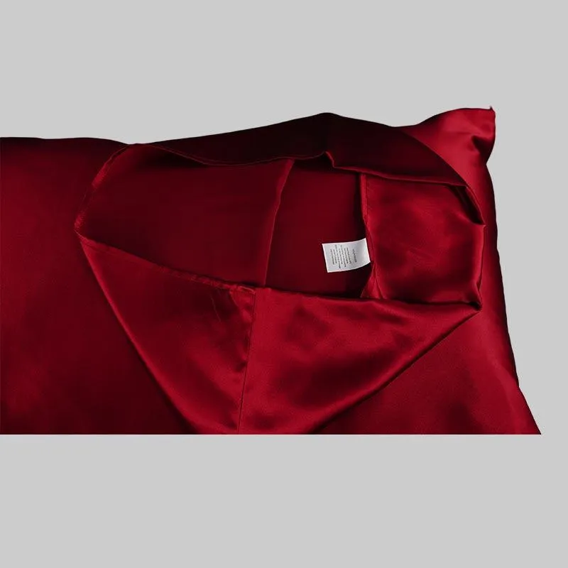 100% mulberry silk pillowcase 19 momme - Wine Red - Dropshipping