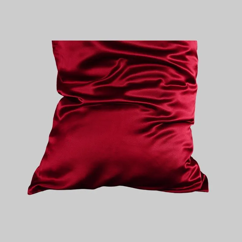 100% mulberry silk pillowcase 19 momme - Wine Red - Dropshipping