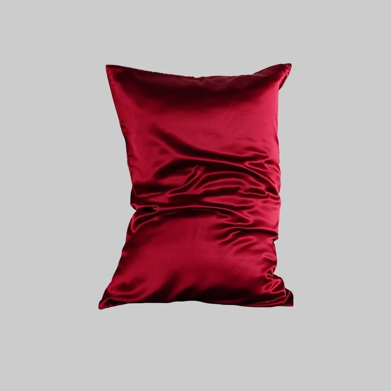 100% mulberry silk pillowcase 19 momme - Wine Red - Dropshipping