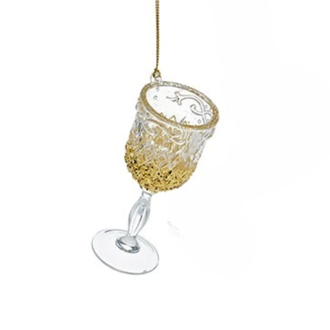 10cm Hanging Clear & Gold Wine Glass