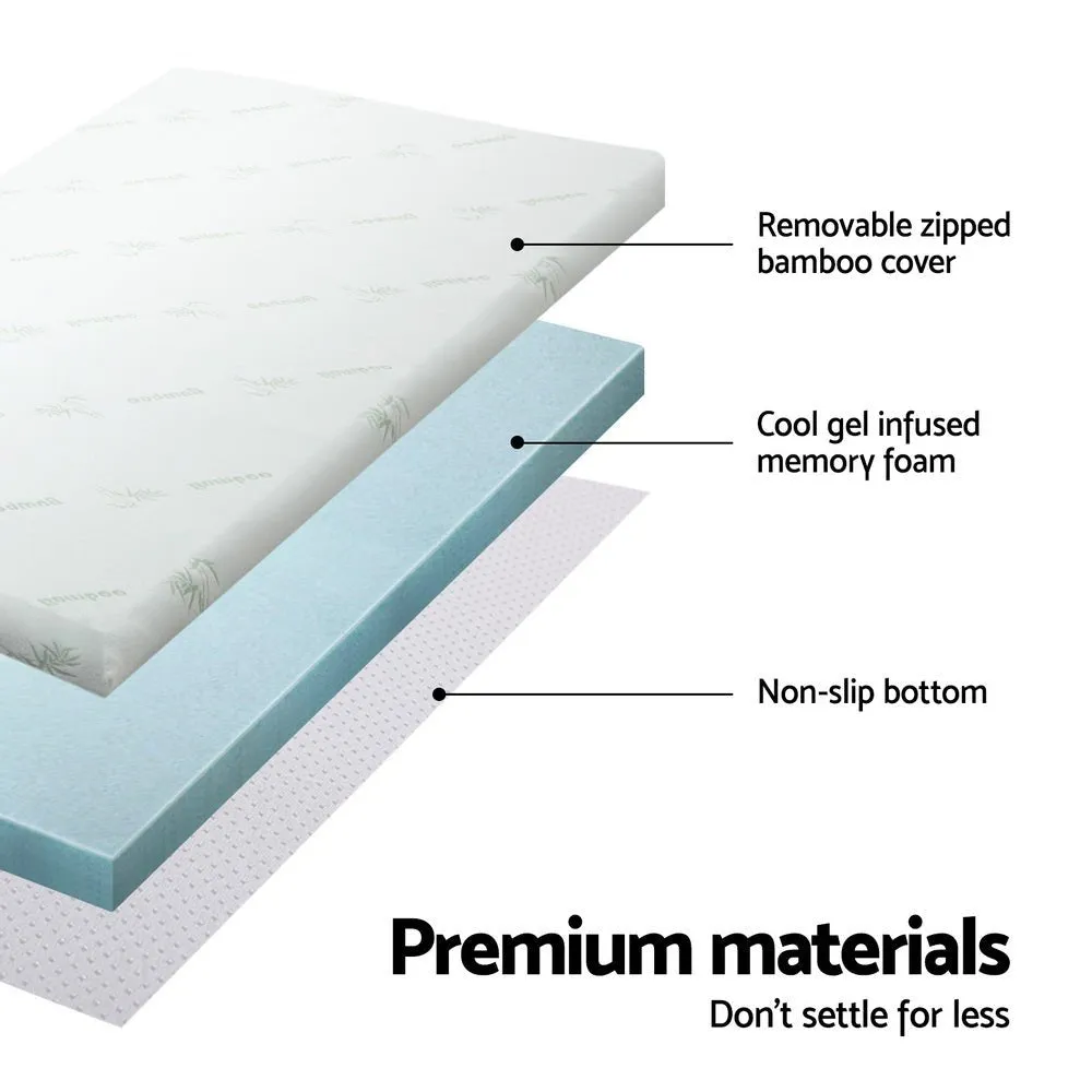 10cm Thick Deluxe Memory Foam Mattress Topper Cool Gel - Single