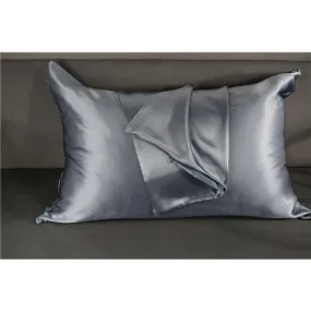 19 Momme silk pillowcase - Queen - Hidden Zip - Grey Blue