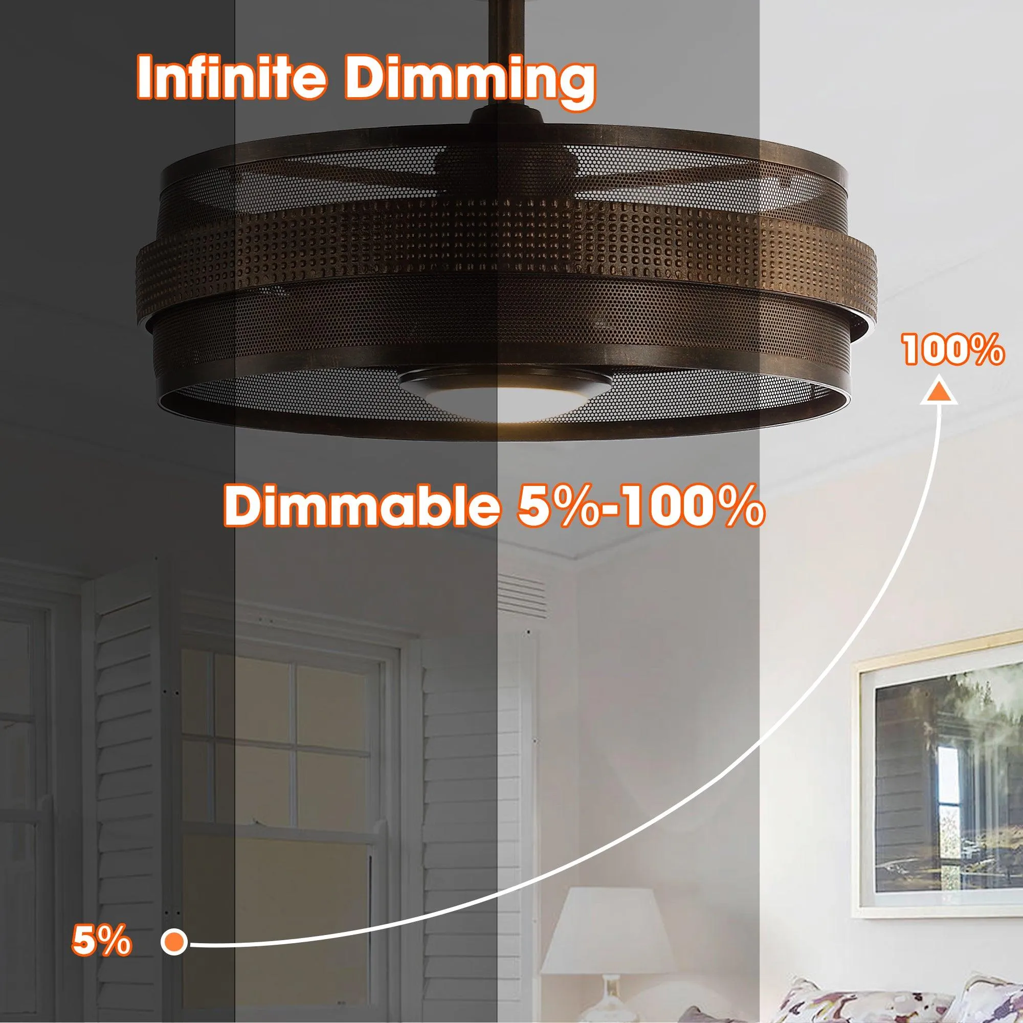 21" Nilgiri Industrial DC Motor Downrod Mount Reversible Ceiling Fan with LED Lighting and Remote Control