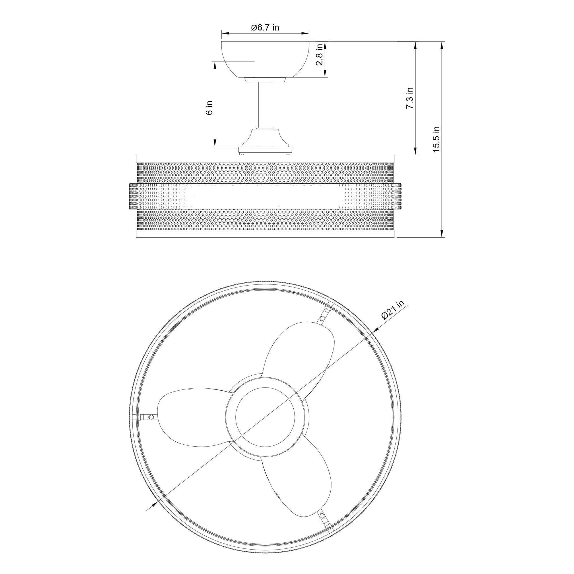 21" Nilgiri Industrial DC Motor Downrod Mount Reversible Ceiling Fan with LED Lighting and Remote Control