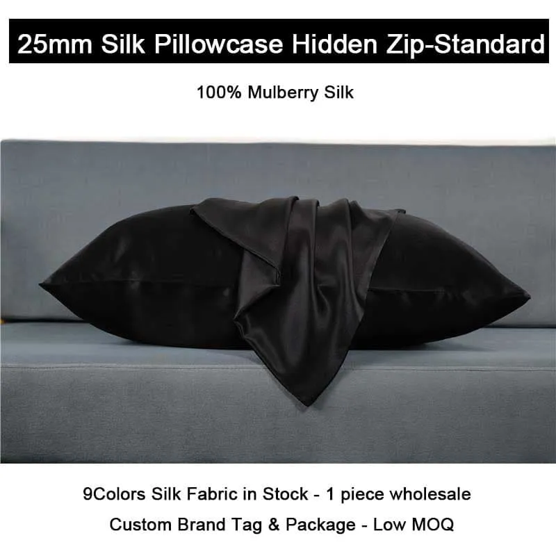 25 Momme Silk Pillowcase - Hidden zip - Standard size - custom and wholesale