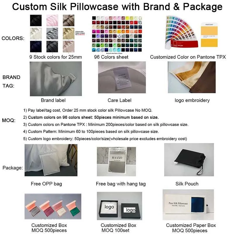 25 Momme Silk Pillowcase - Hidden zip - Standard size - custom and wholesale