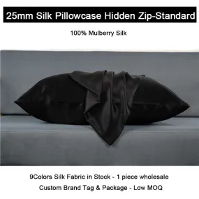 25 Momme Silk Pillowcase - Hidden zip - Standard size - custom and wholesale