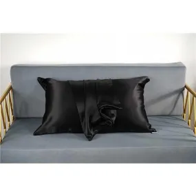 25 momme silk pillowcase - queen - hidden zip - Black