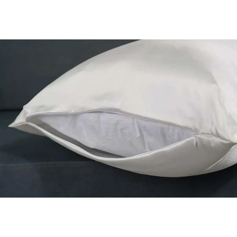 25 momme silk pillowcase - queen - hidden zip - white