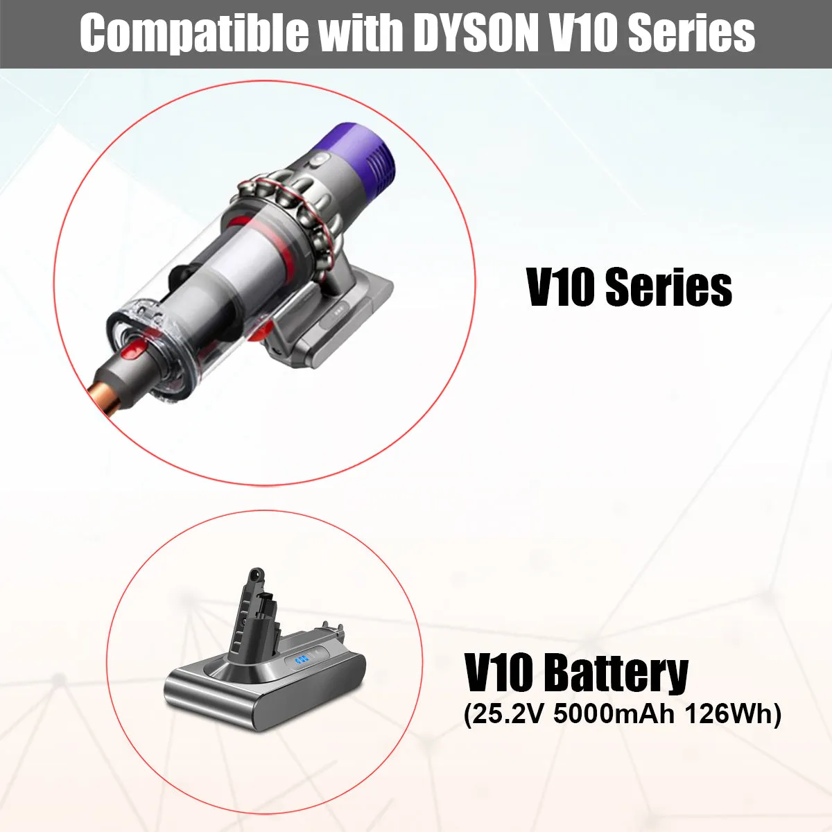 25.2V 6500mAh 164Wh Battery Replacement for Dyson V10 Vacuum absolute animal motorhead Fluffy Cordless Stick Handheld Cleaner SV12 25.2V Battery