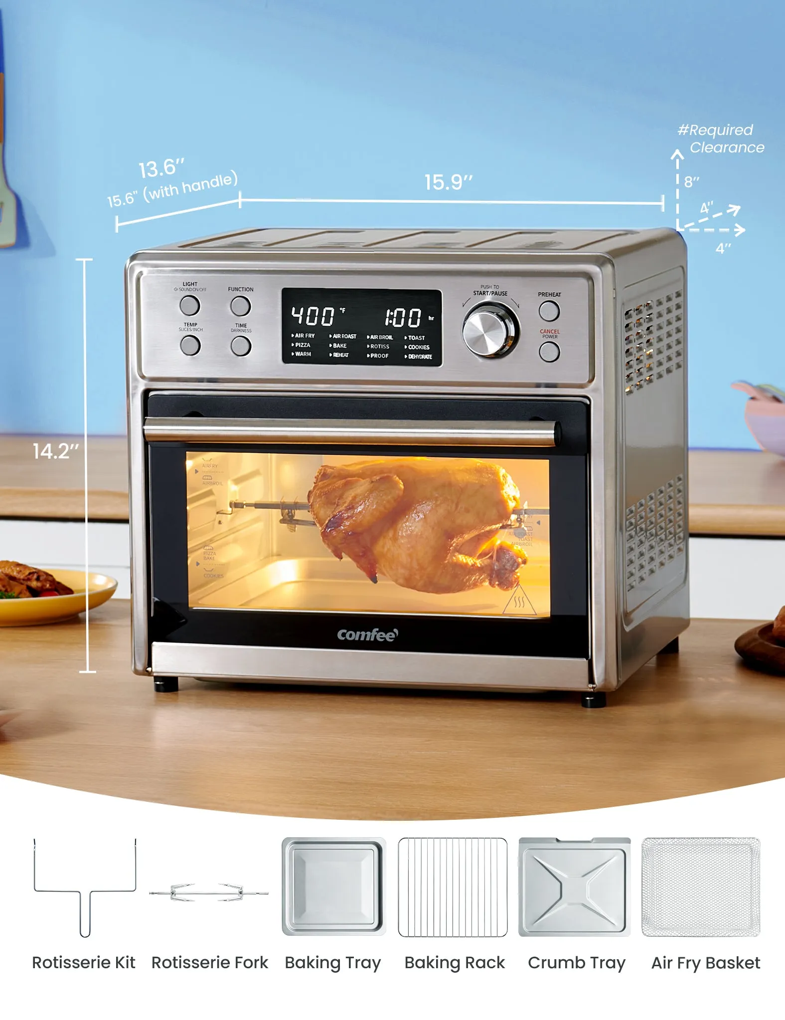 25L Air Fryer Toaster Oven Combo