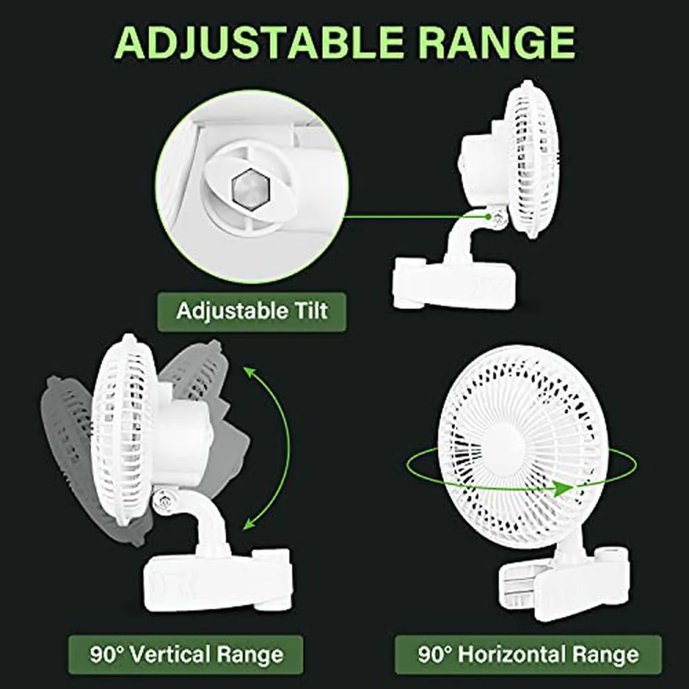 【2pcs】Tent Pole Clip Fan Monkey Fan Wall-Mounted Fans -6inch