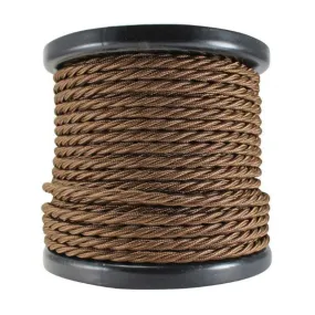 3 Conductor Brown Twisted Rayon Covered Cord - 100 ft. Spool