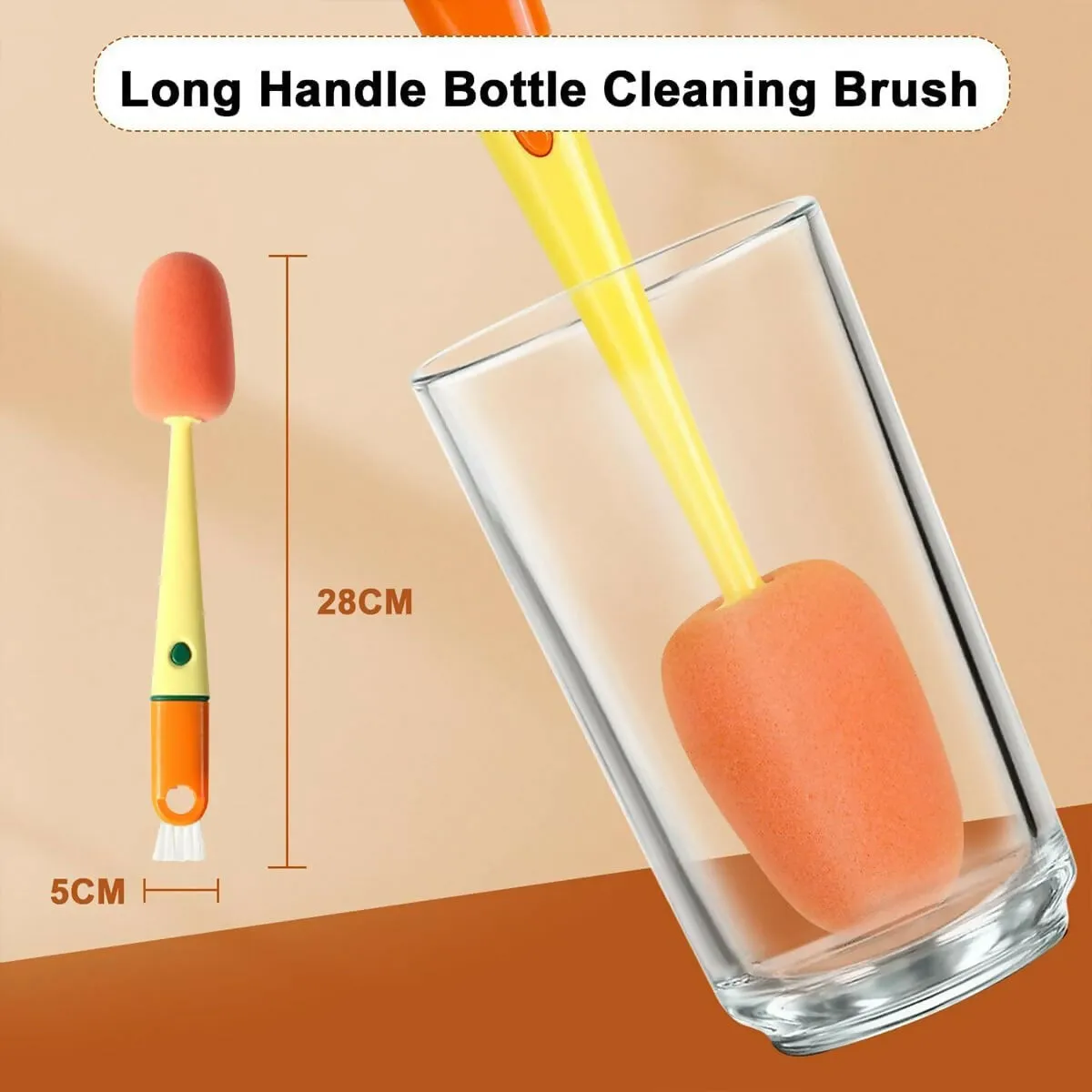 3-in-1 Multipurpose Bottle and Cap Cleaner Brush (Random Color, Pack of 1)