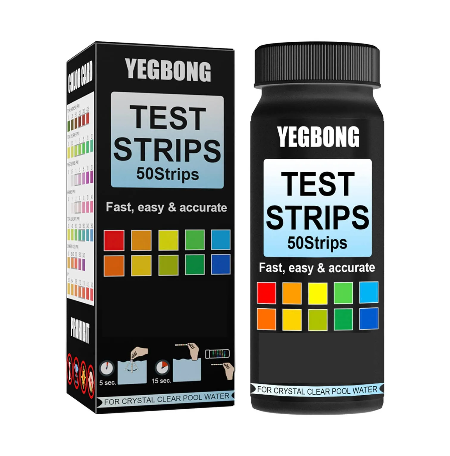 3 in 1 Swimming Pool & Spa Water Test Strips-50 Strips