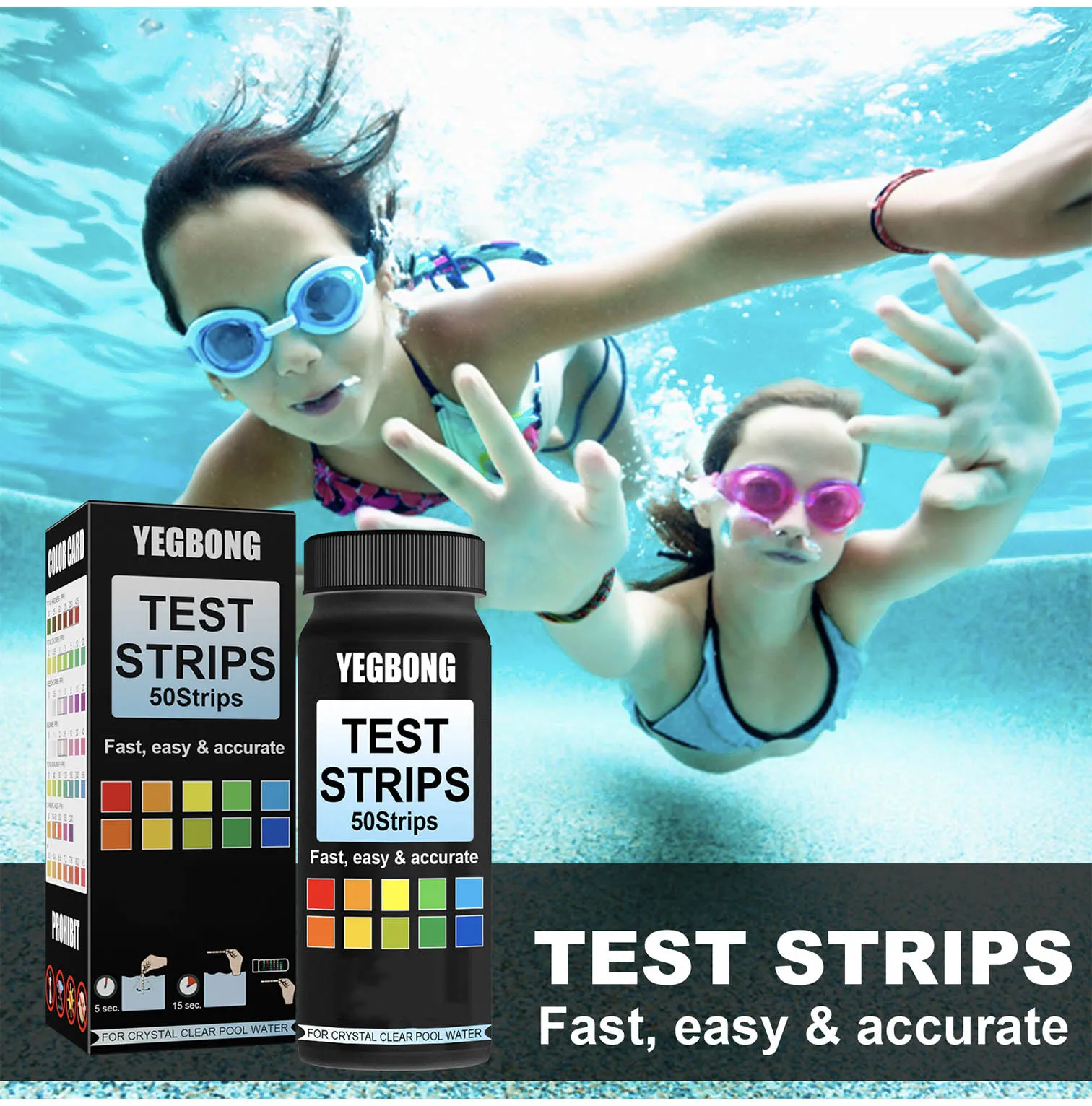 3 in 1 Swimming Pool & Spa Water Test Strips-50 Strips