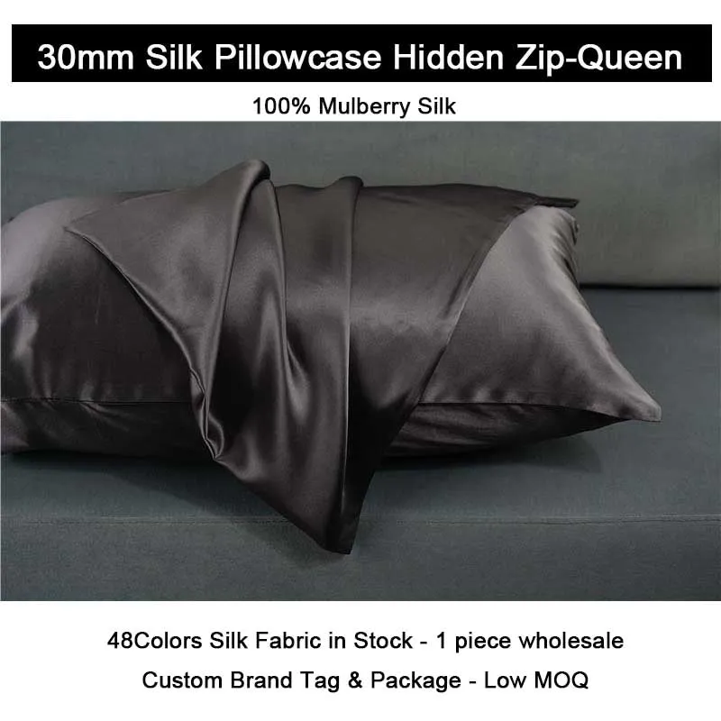 30 Momme Silk Pillowcase - Hidden zip - Queen size - custom and wholesale