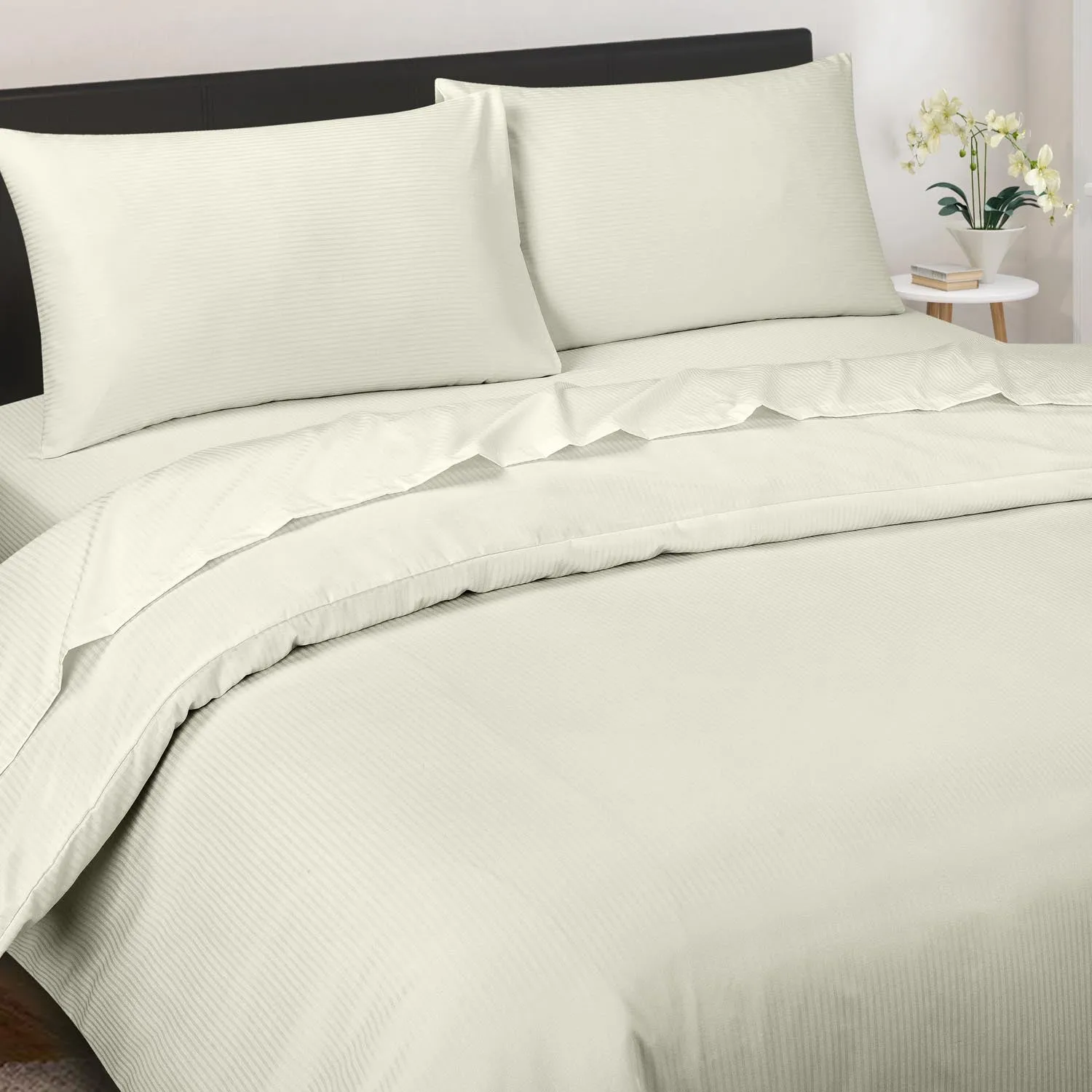 300 Thread Count Satin Duvet Set - Cream