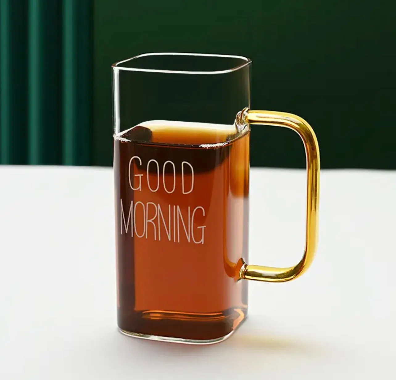 400ml Square Glass Mug Breakfast Milk Coffee Cup