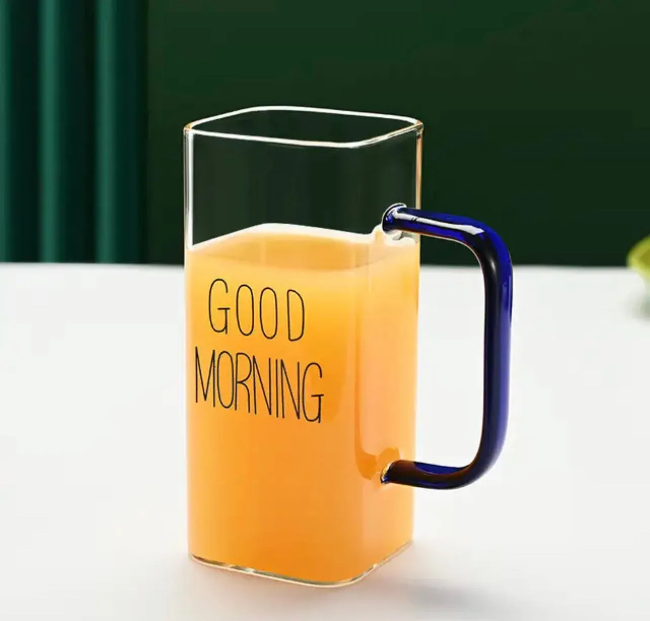 400ml Square Glass Mug Breakfast Milk Coffee Cup