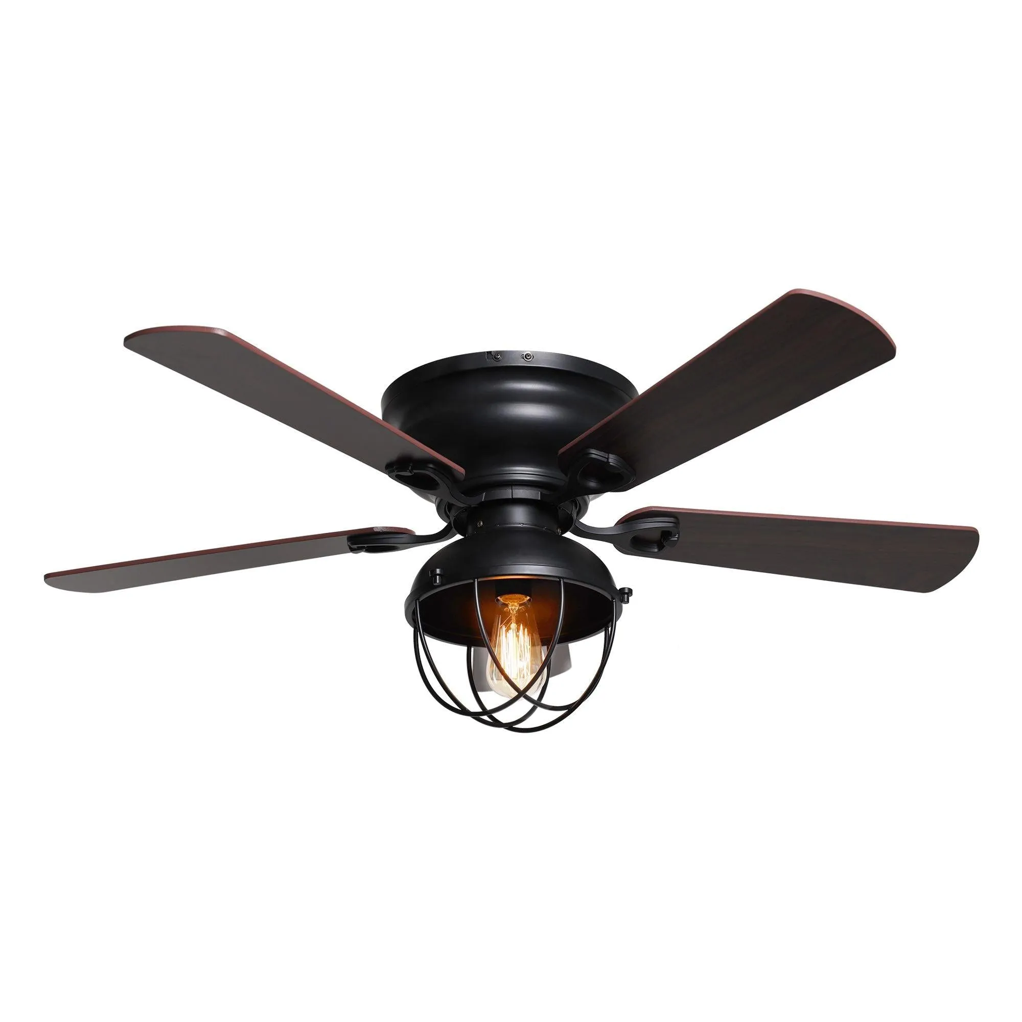 42" Traditional Flush Mount Reversible Ceiling Fan with Lighting and Remote Control