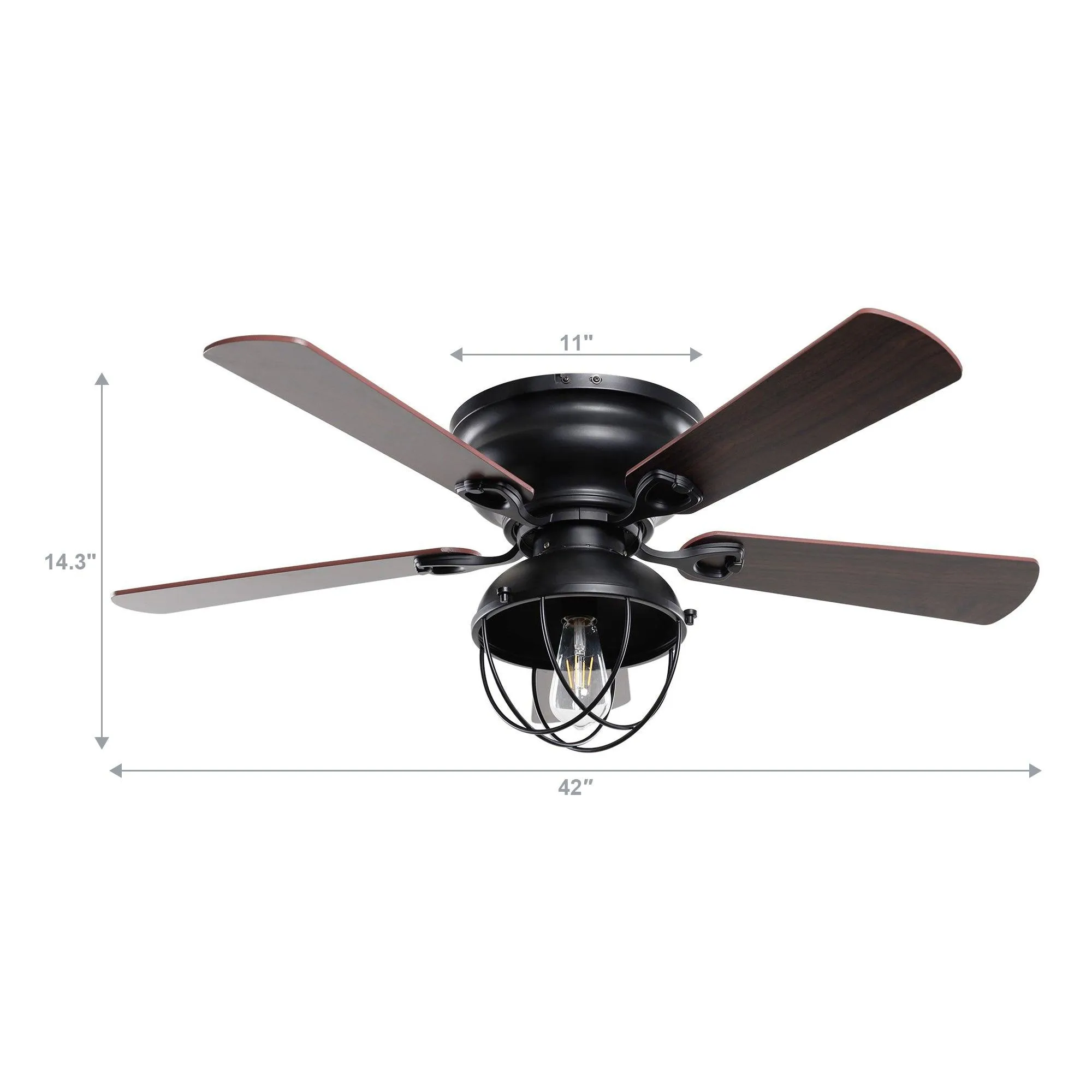 42" Traditional Flush Mount Reversible Ceiling Fan with Lighting and Remote Control