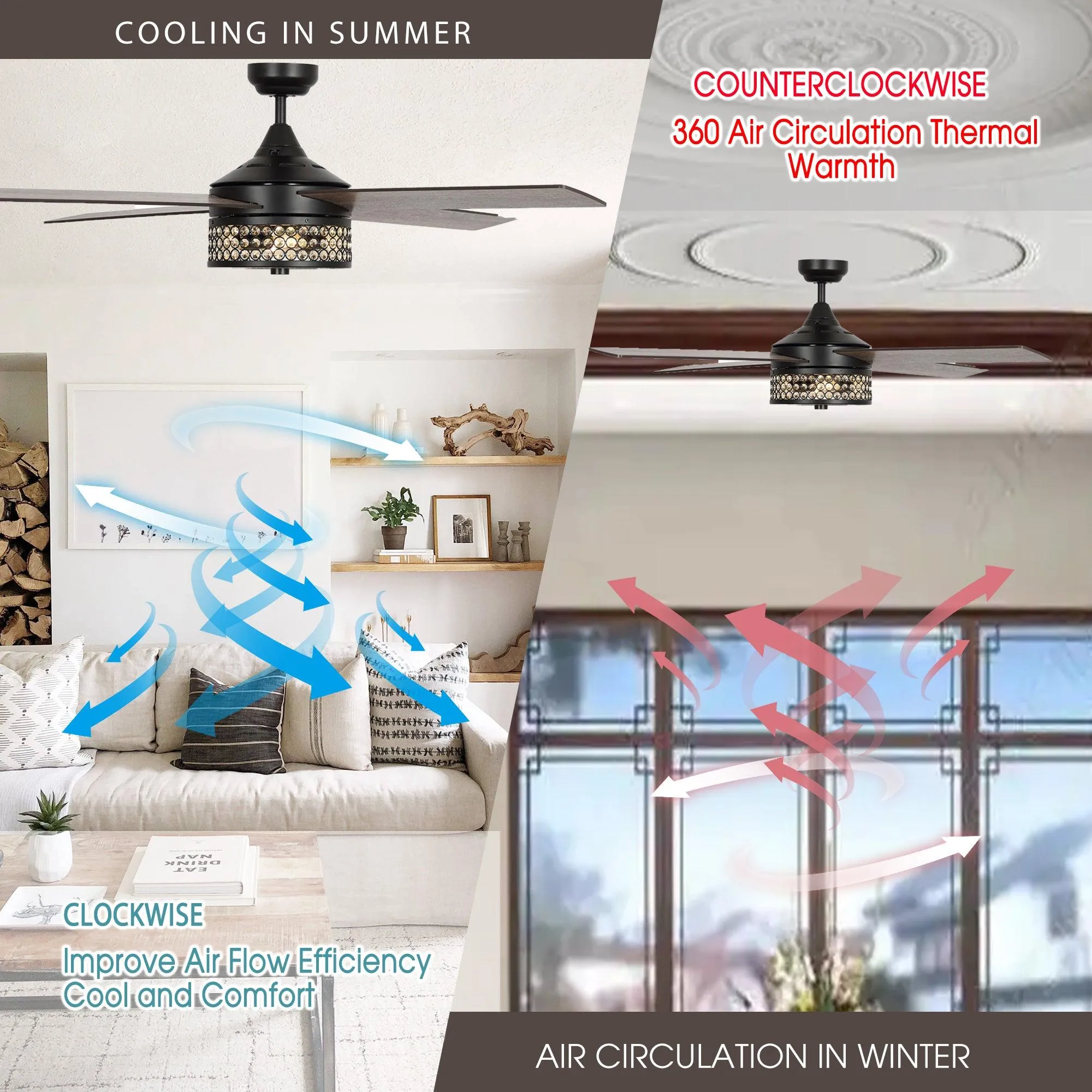 52" Cason Modern Downrod Mount Reversible Ceiling Fan with Lighting and Remote Control