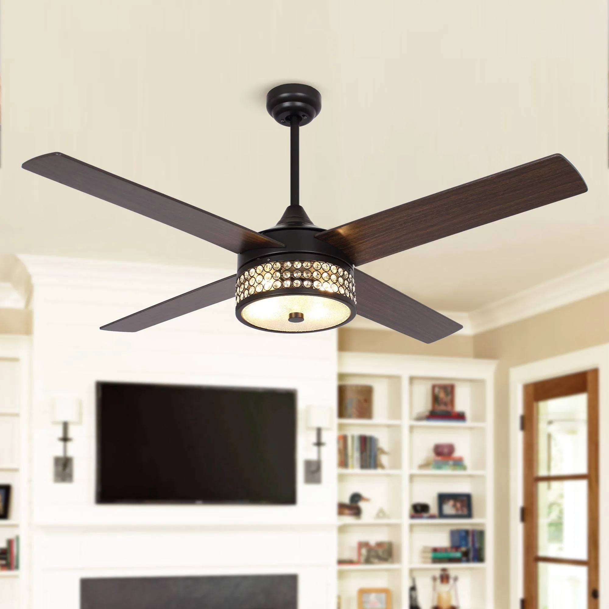 52" Cason Modern Downrod Mount Reversible Ceiling Fan with Lighting and Remote Control