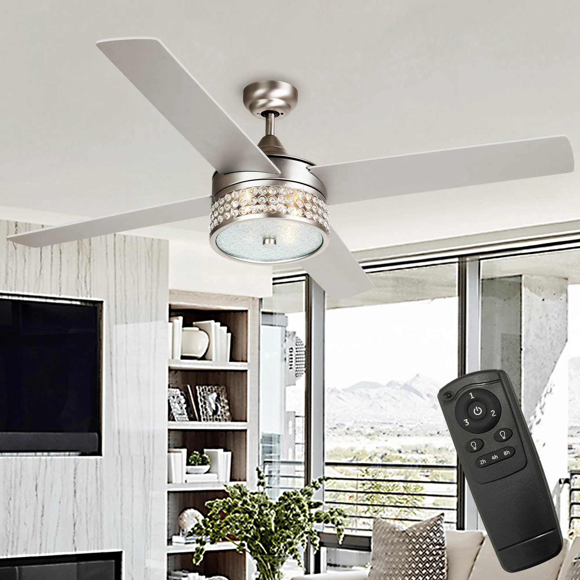 52" Cason Modern Downrod Mount Reversible Ceiling Fan with Lighting and Remote Control