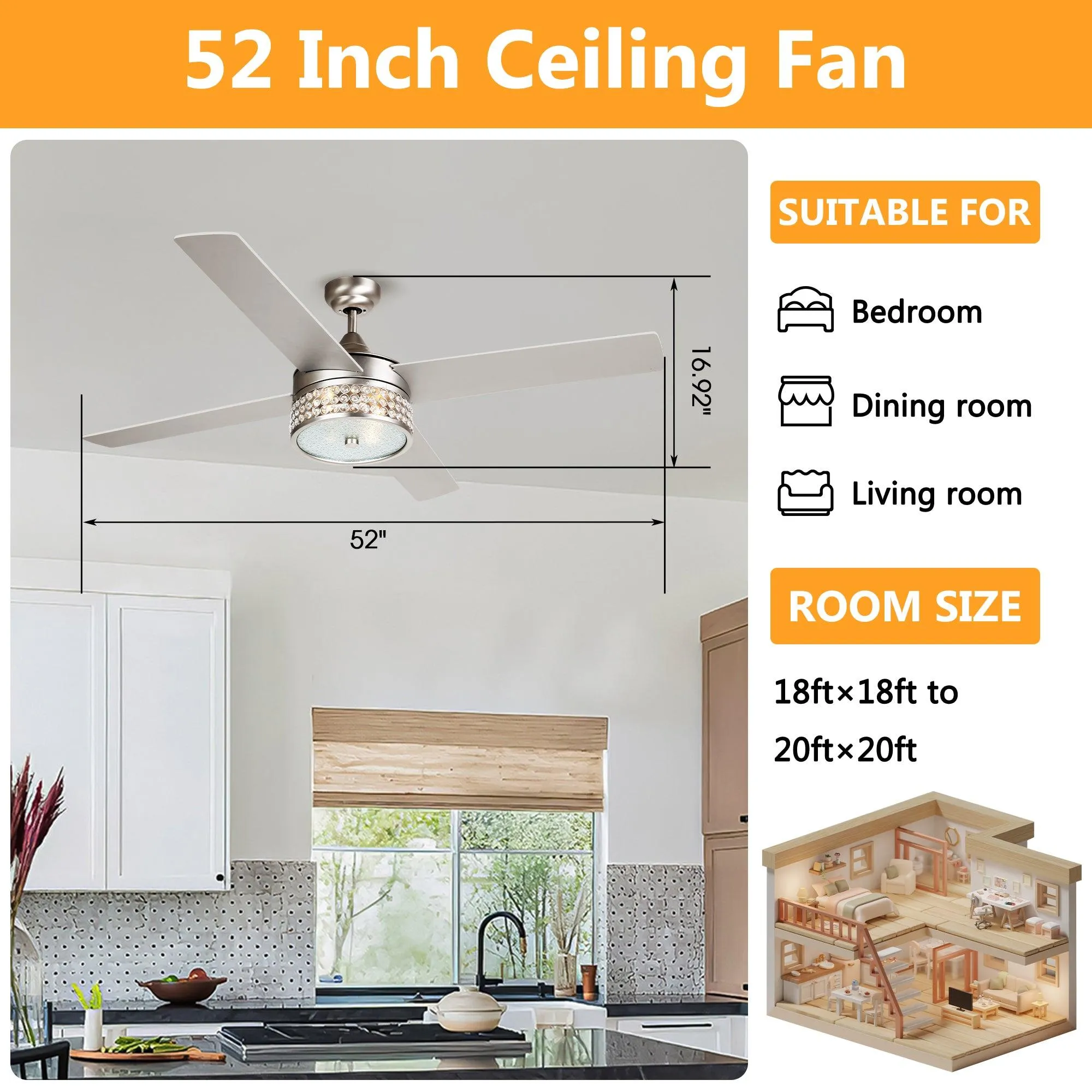 52" Cason Modern Downrod Mount Reversible Ceiling Fan with Lighting and Remote Control