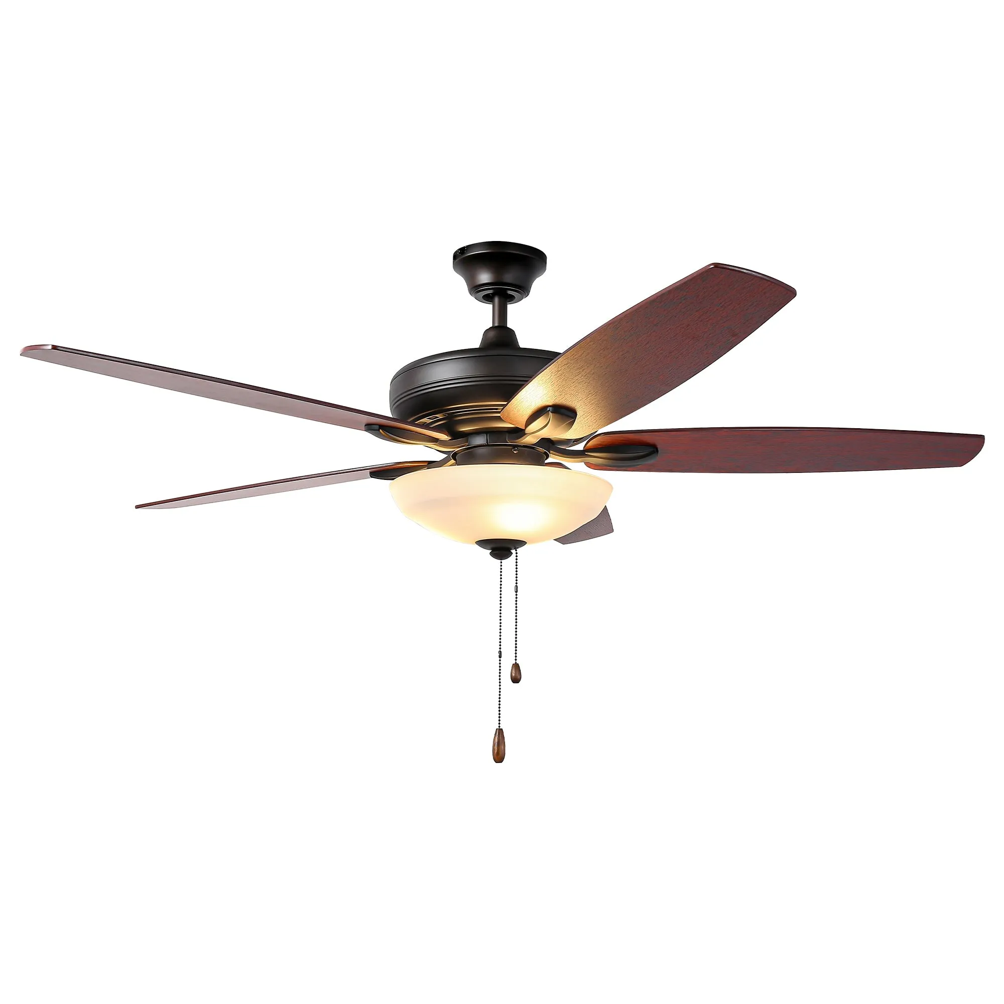 52" Traditional Pull Chain 5 Blades Ceiling Fan with Light