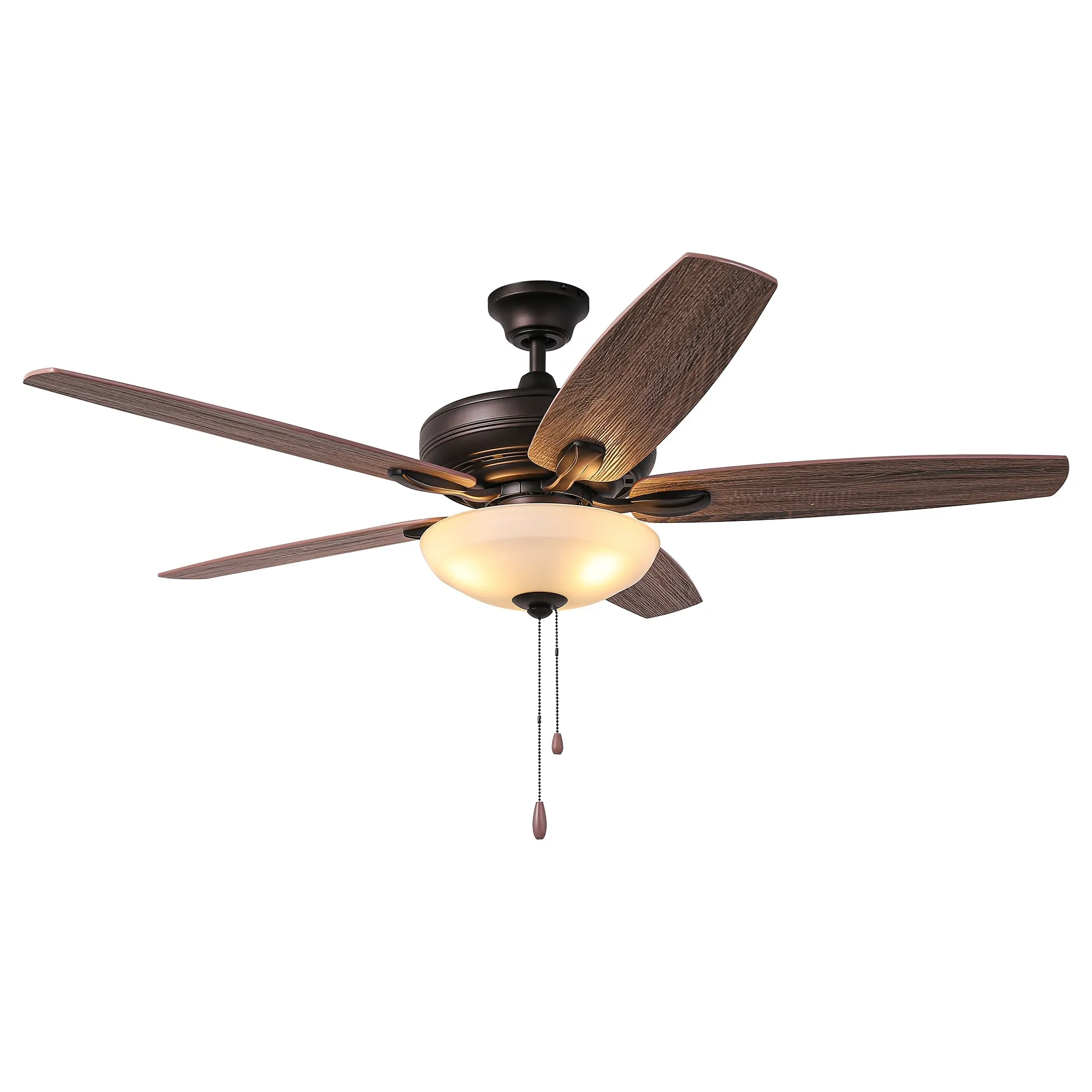 52" Traditional Pull Chain 5 Blades Ceiling Fan with Light