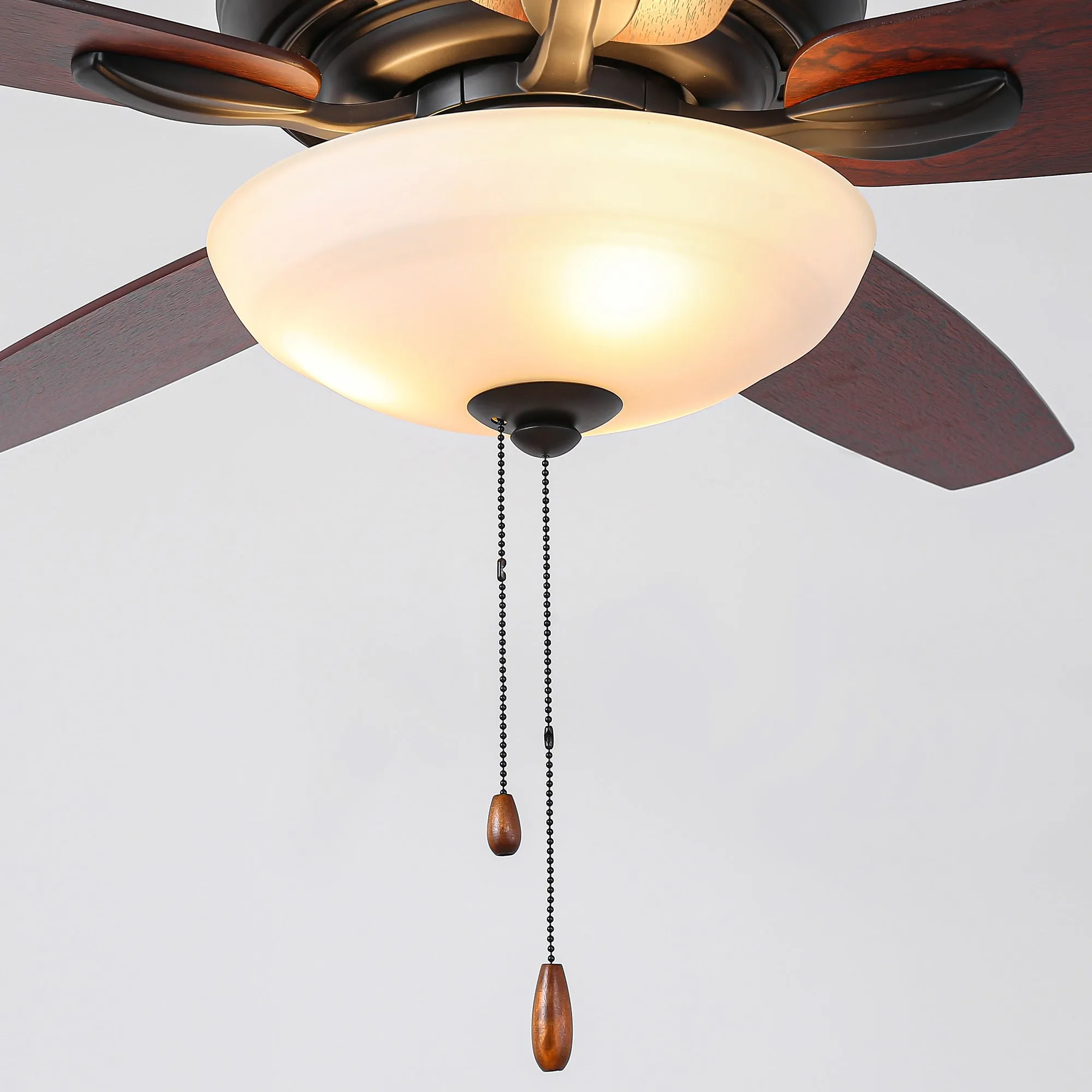 52" Traditional Pull Chain 5 Blades Ceiling Fan with Light