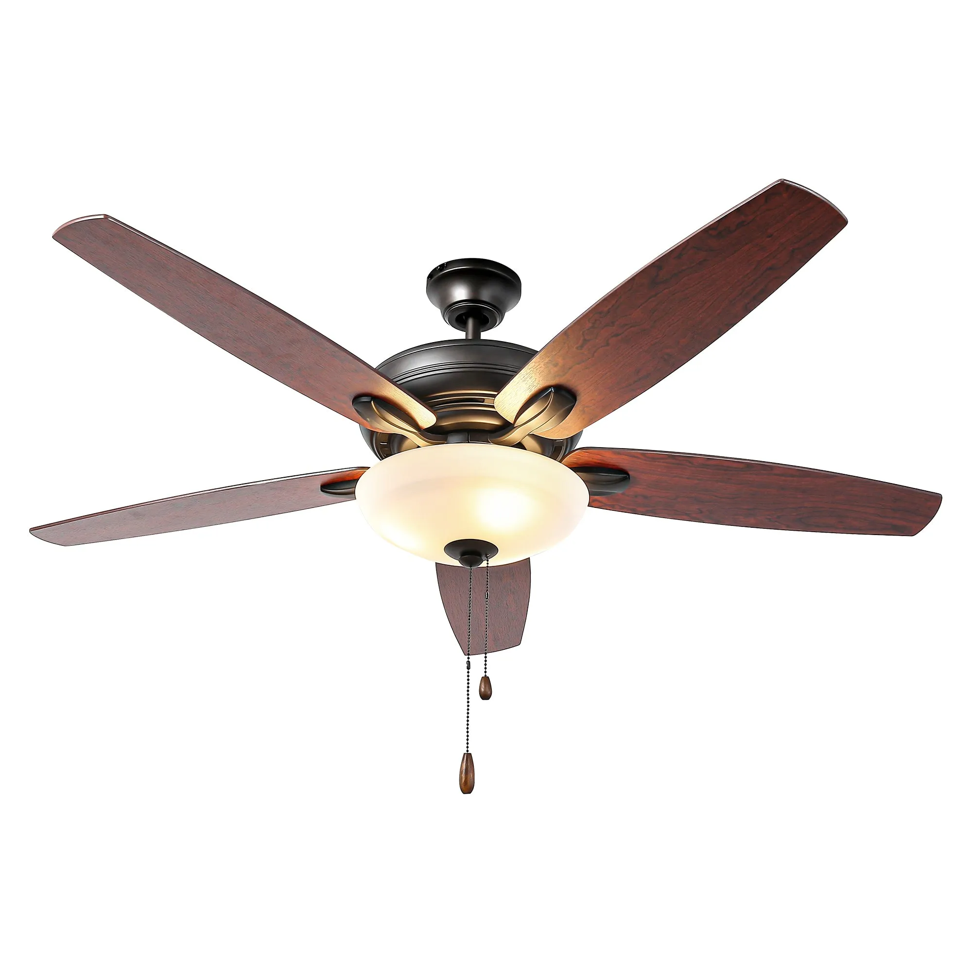 52" Traditional Pull Chain 5 Blades Ceiling Fan with Light