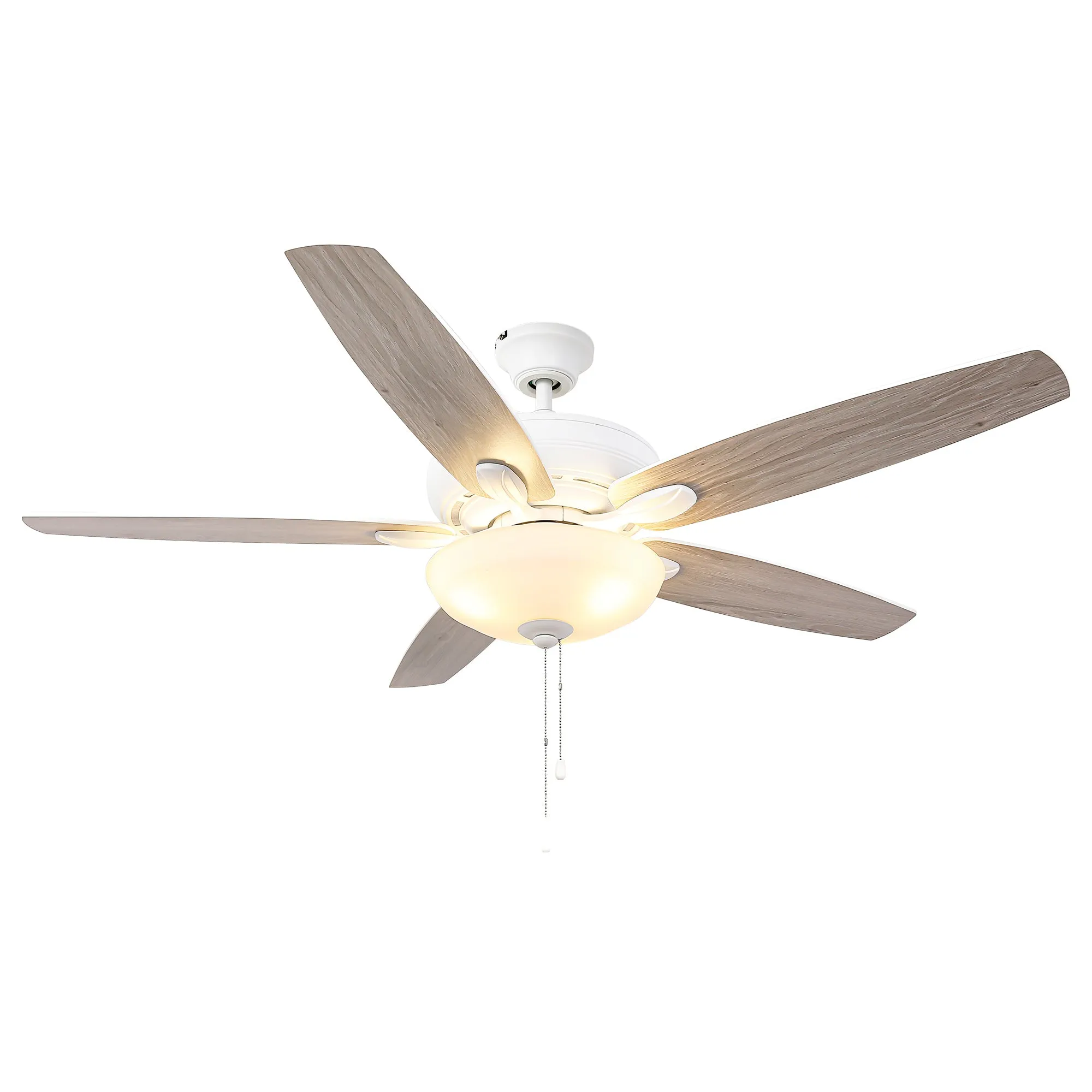 52" Traditional Pull Chain 5 Blades Ceiling Fan with Light