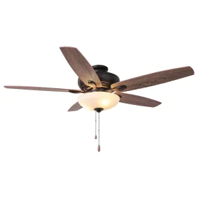 52" Traditional Pull Chain 5 Blades Ceiling Fan with Light