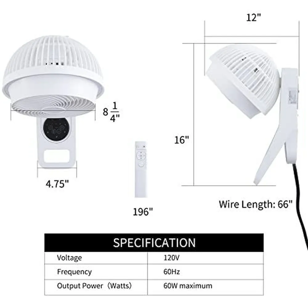 7 inch Wall Mount Fan White