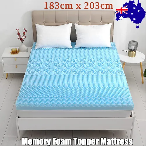 7-Zone Cool Gel Memory Foam Mattress Topper 8cm Thick King