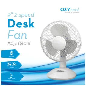 9" 2-Speed Desk Fan - Portable Adjustable Tilting Quiet Office Home Cooling Air Circulator