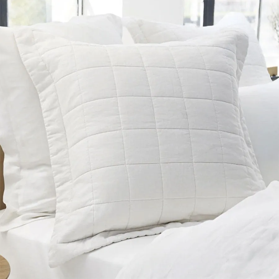 Abbotson White Linen Quilted European Pillow Sham by Sheridan