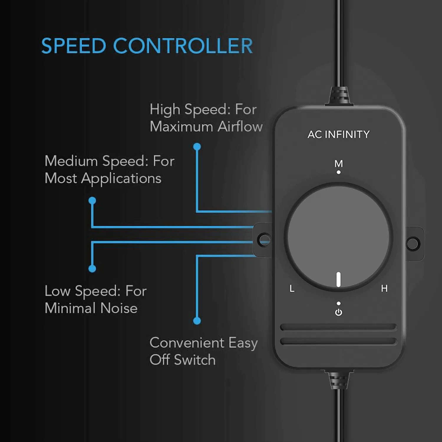 AC Infinity Fan Speed Controller for AC Axial Muffin Fans, Dual