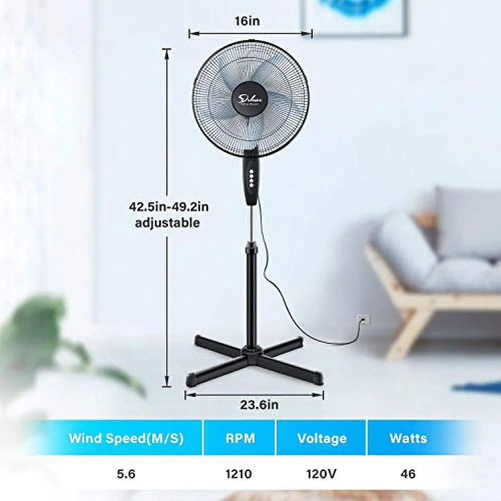 Adjustable Speed Pedestal Stand Fan with Fan Dust Cover- 16 inch