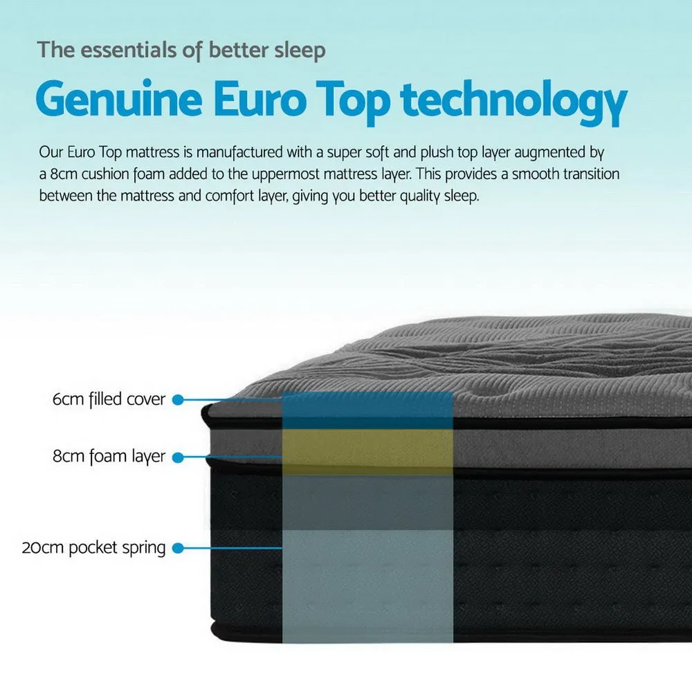 Alanya Euro Top Pocket Spring Mattress 34cm Thick - King Single