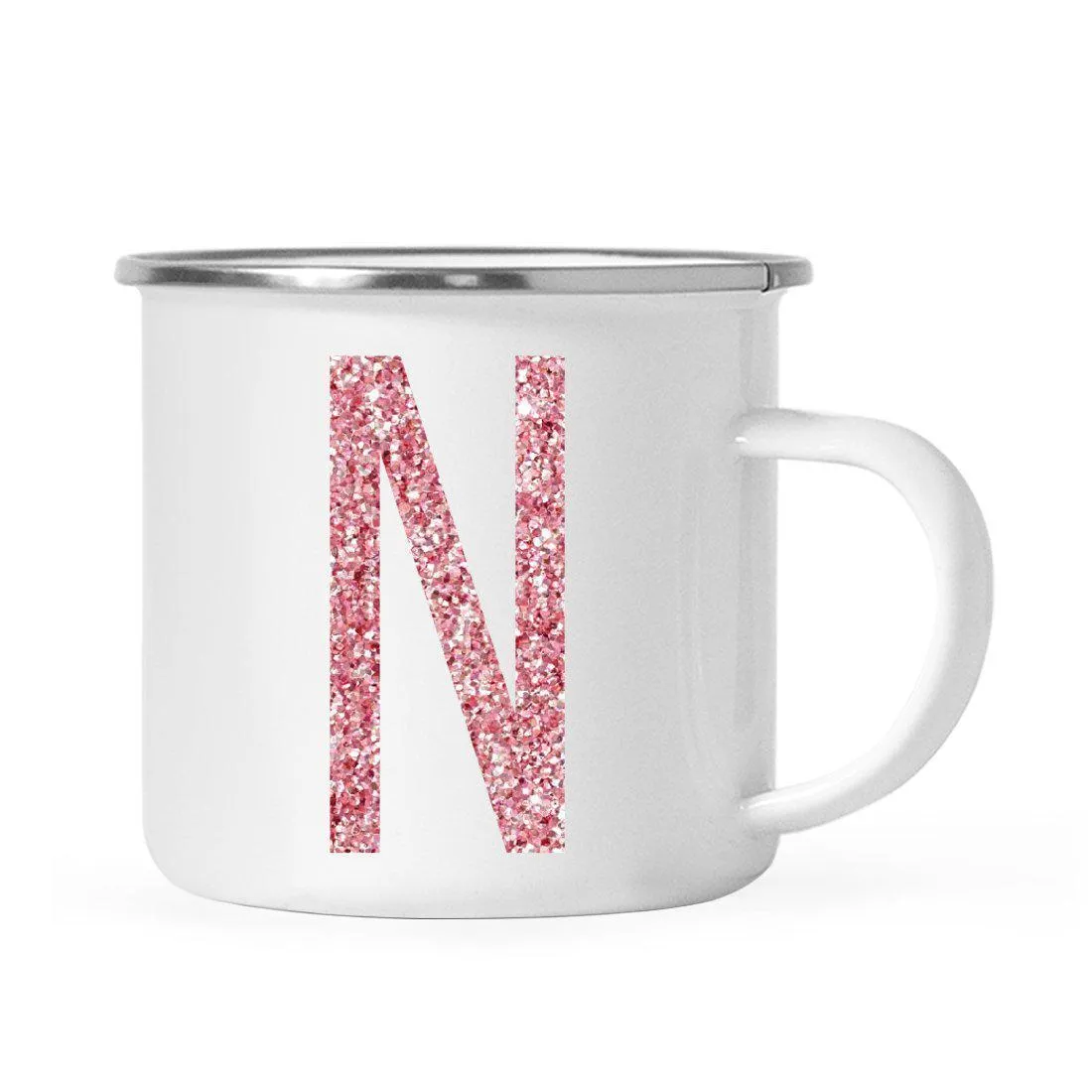 Andaz Press 11oz Faux Pink Glitter Monogram Campfire Coffee Mug