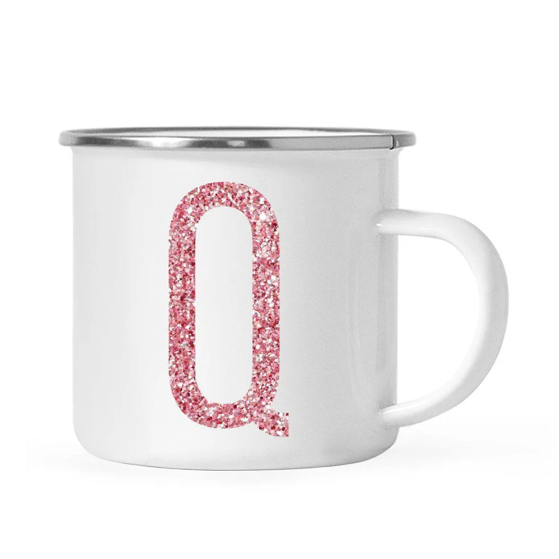 Andaz Press 11oz Faux Pink Glitter Monogram Campfire Coffee Mug