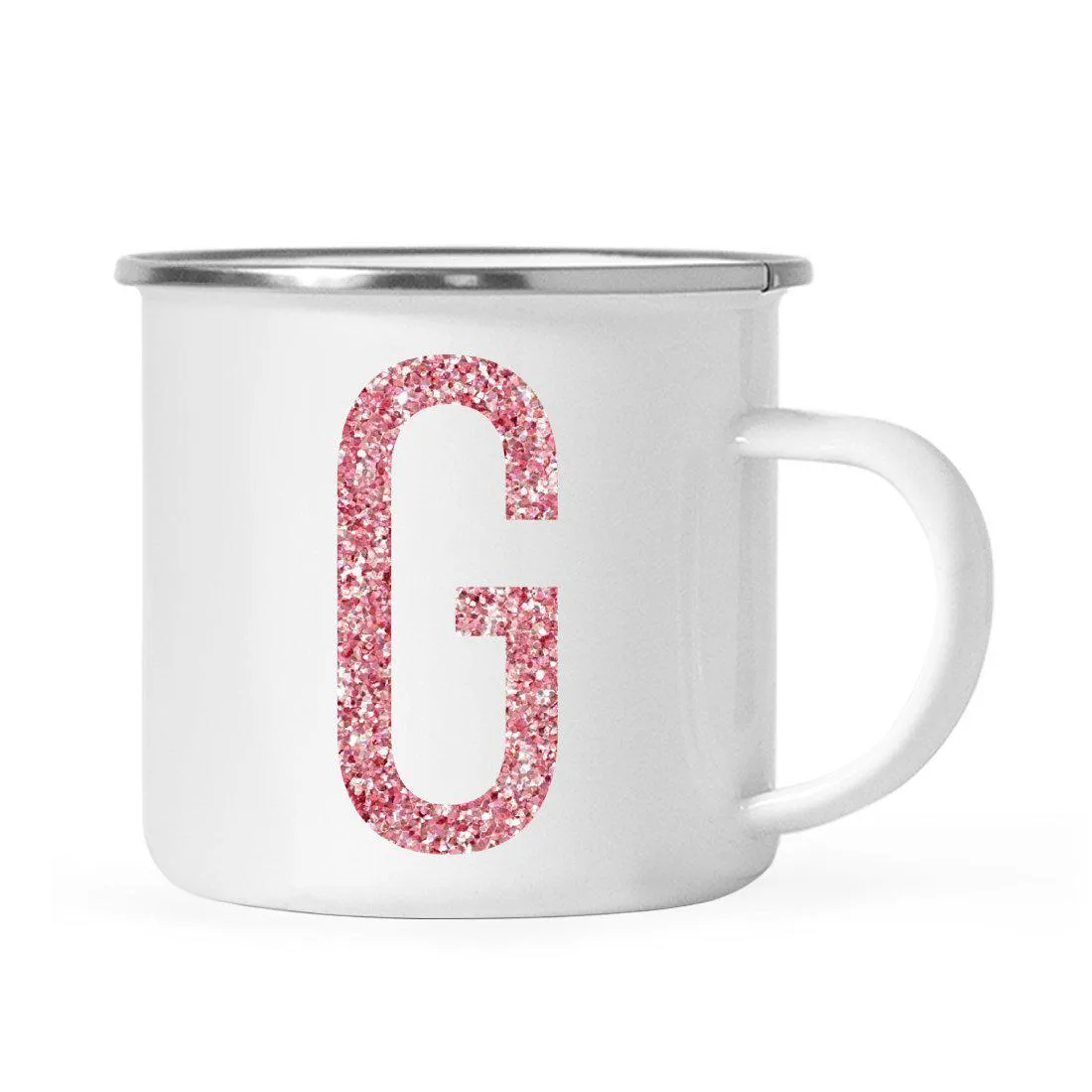 Andaz Press 11oz Faux Pink Glitter Monogram Campfire Coffee Mug