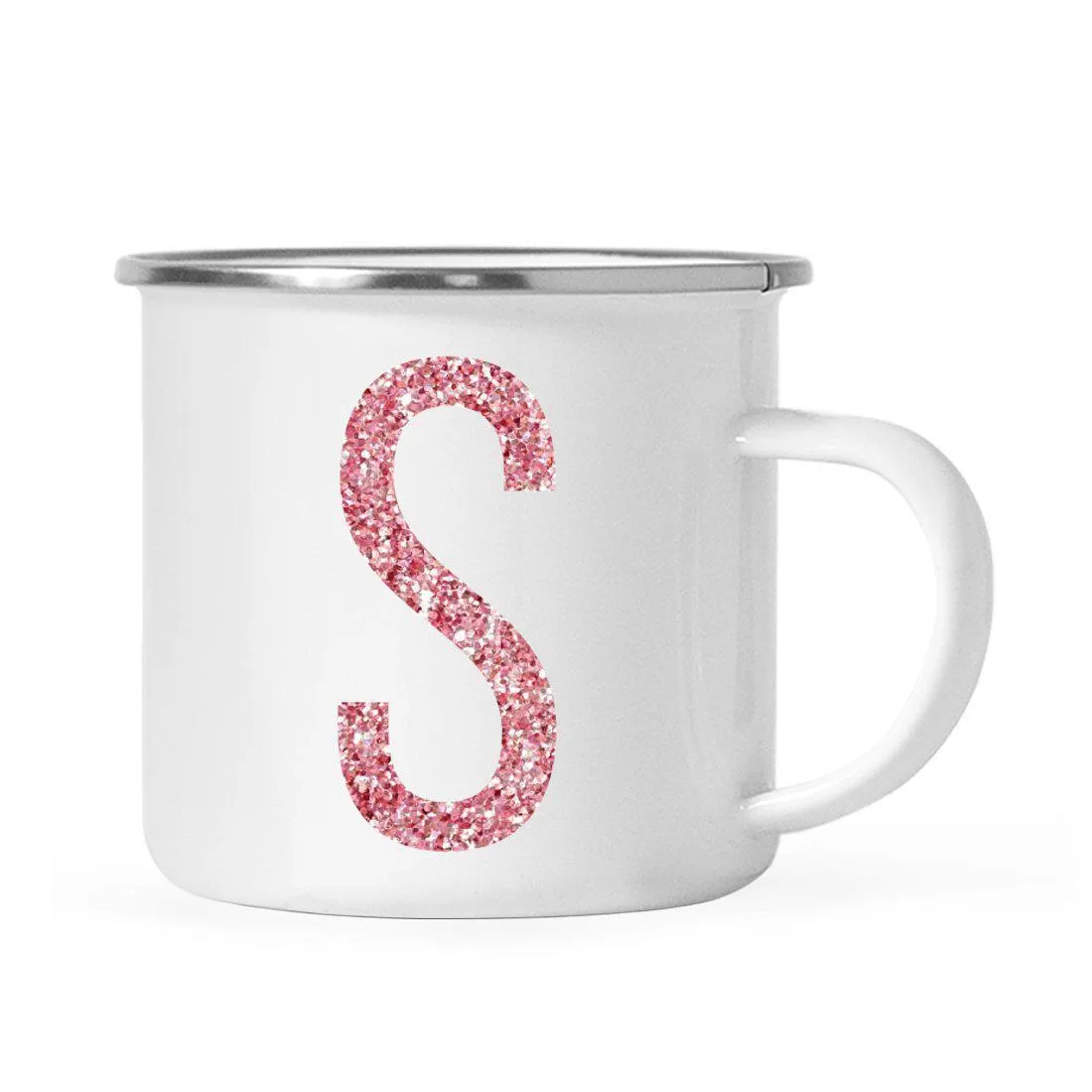 Andaz Press 11oz Faux Pink Glitter Monogram Campfire Coffee Mug