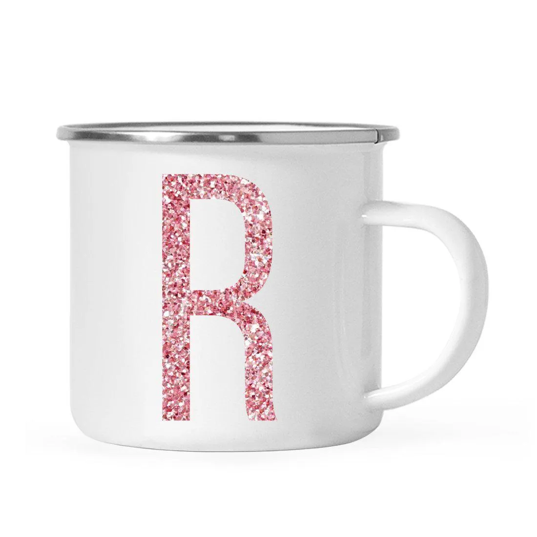 Andaz Press 11oz Faux Pink Glitter Monogram Campfire Coffee Mug