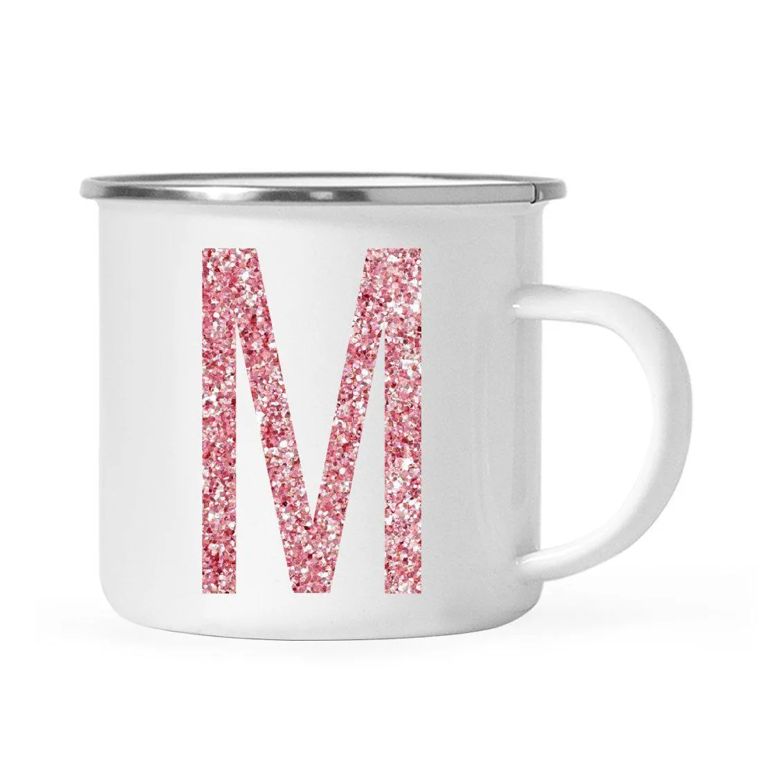 Andaz Press 11oz Faux Pink Glitter Monogram Campfire Coffee Mug