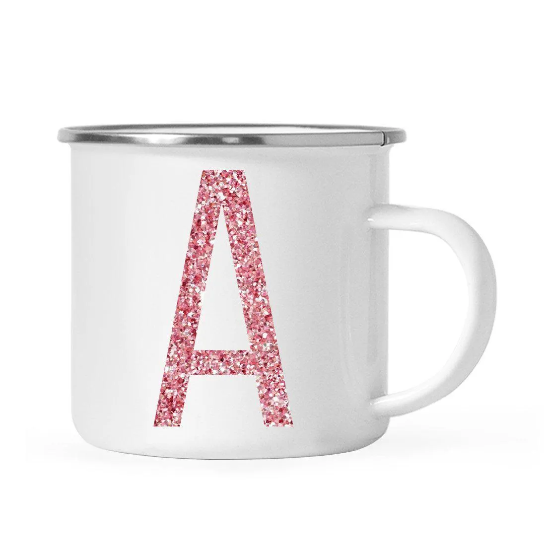 Andaz Press 11oz Faux Pink Glitter Monogram Campfire Coffee Mug